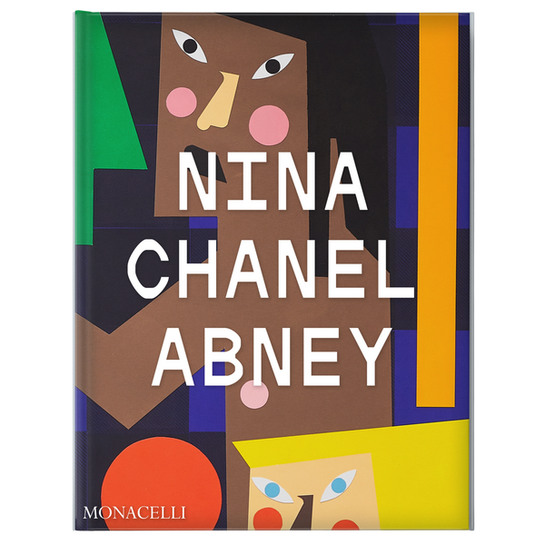 Book titled 'Nina Chanel Abney' with colorful design on a white background