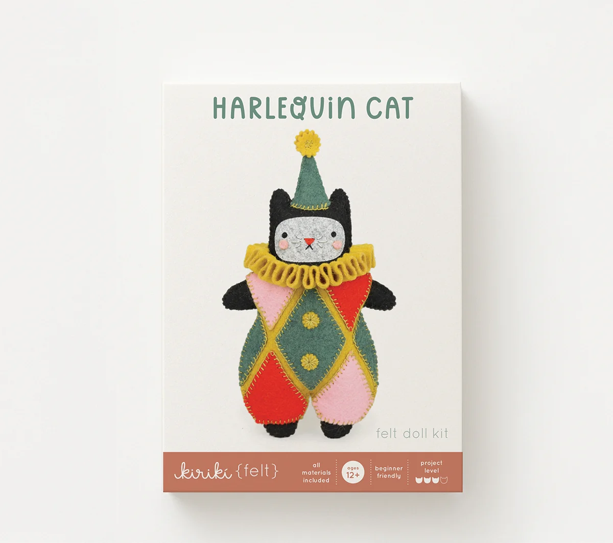 Harlequin Cat Felt Doll Kit
