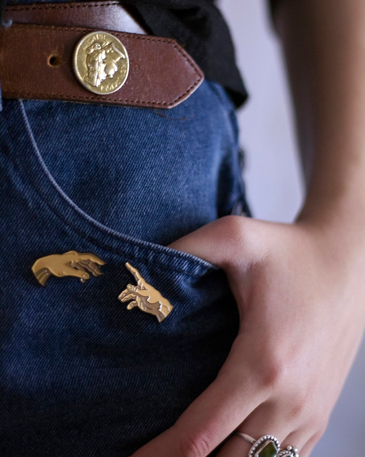 The Creation of Adam Enamel Pin Set