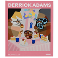 Book cover of 'Derrick Adams' with colorful illustration and pink border