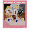 Book cover of 'Derrick Adams' with colorful illustration and pink border
