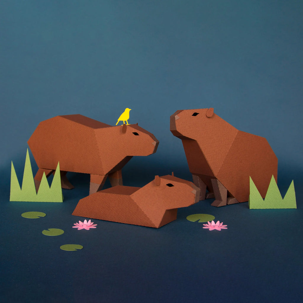 Capybara Family Paper Model Kit