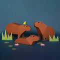 Capybara Family Paper Model Kit