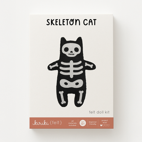 Skeleton Cat Felt Doll Kit