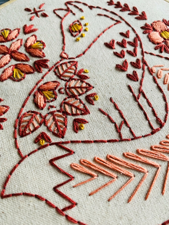 Folk Fox Embroidery Kit