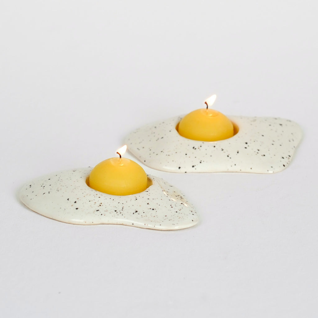 Ceramic Salt and Pepper Egg Tea Light Candle Holder